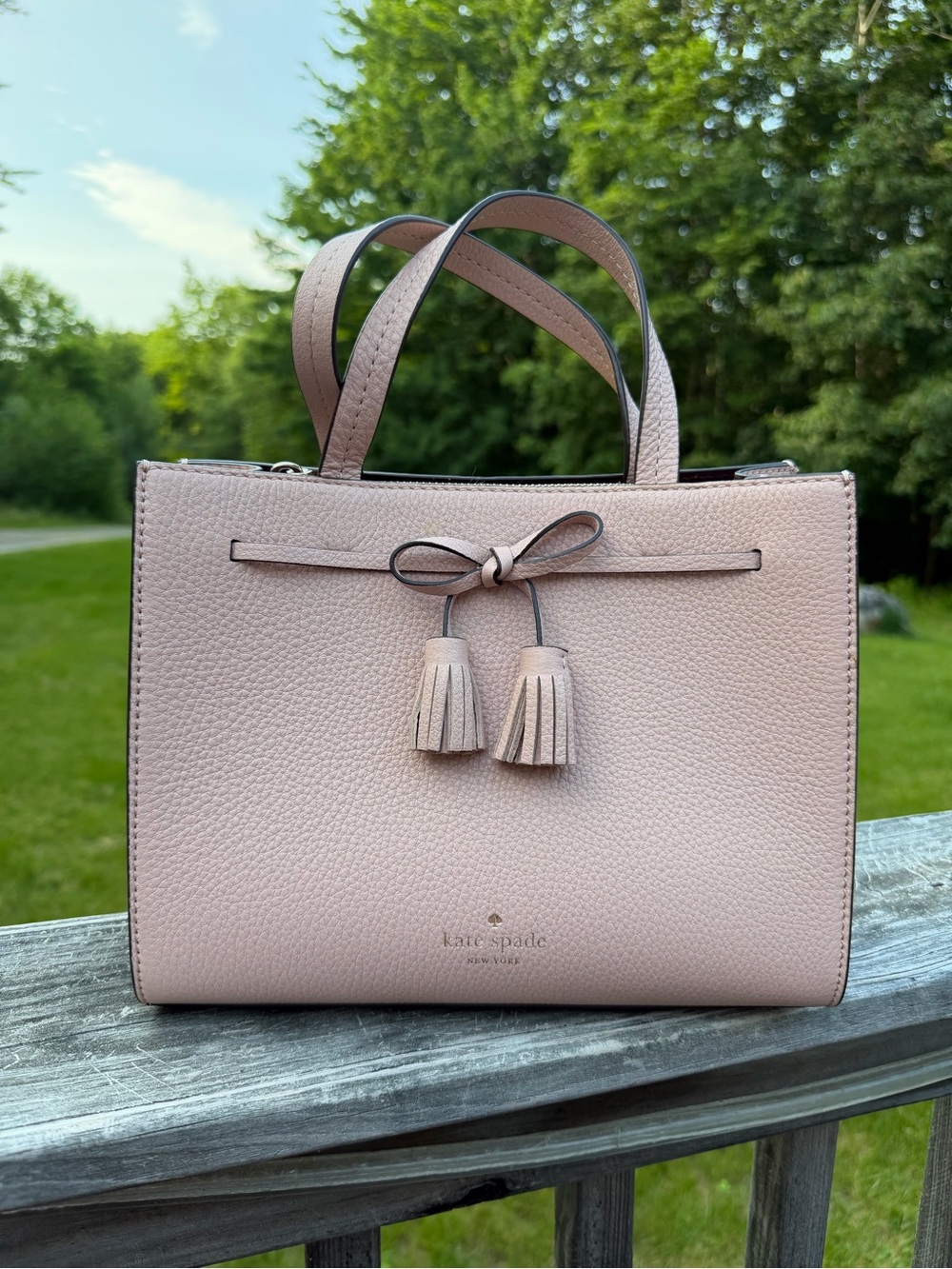 kate spade Pink Leather Satchel with Tassel Detail (+crossbody)